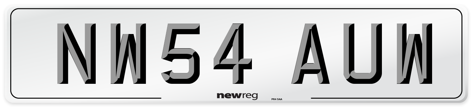 NW54 AUW Number Plate from New Reg